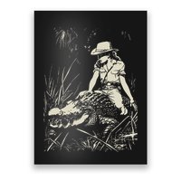 Girl Riding Alligator Weird Funny Florida Crocodile Meme Poster