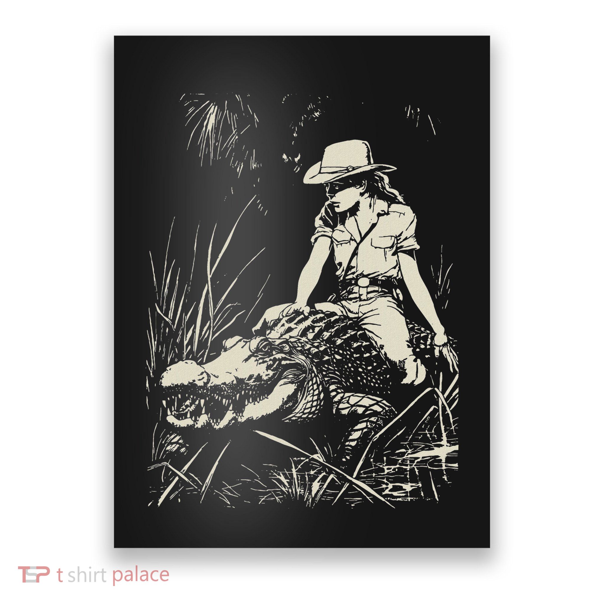 Girl Riding Alligator Weird Funny Florida Crocodile Meme Poster