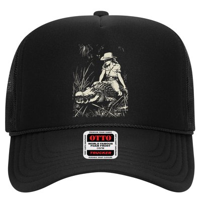 Girl Riding Alligator Weird Funny Florida Crocodile Meme Trucker Hat
