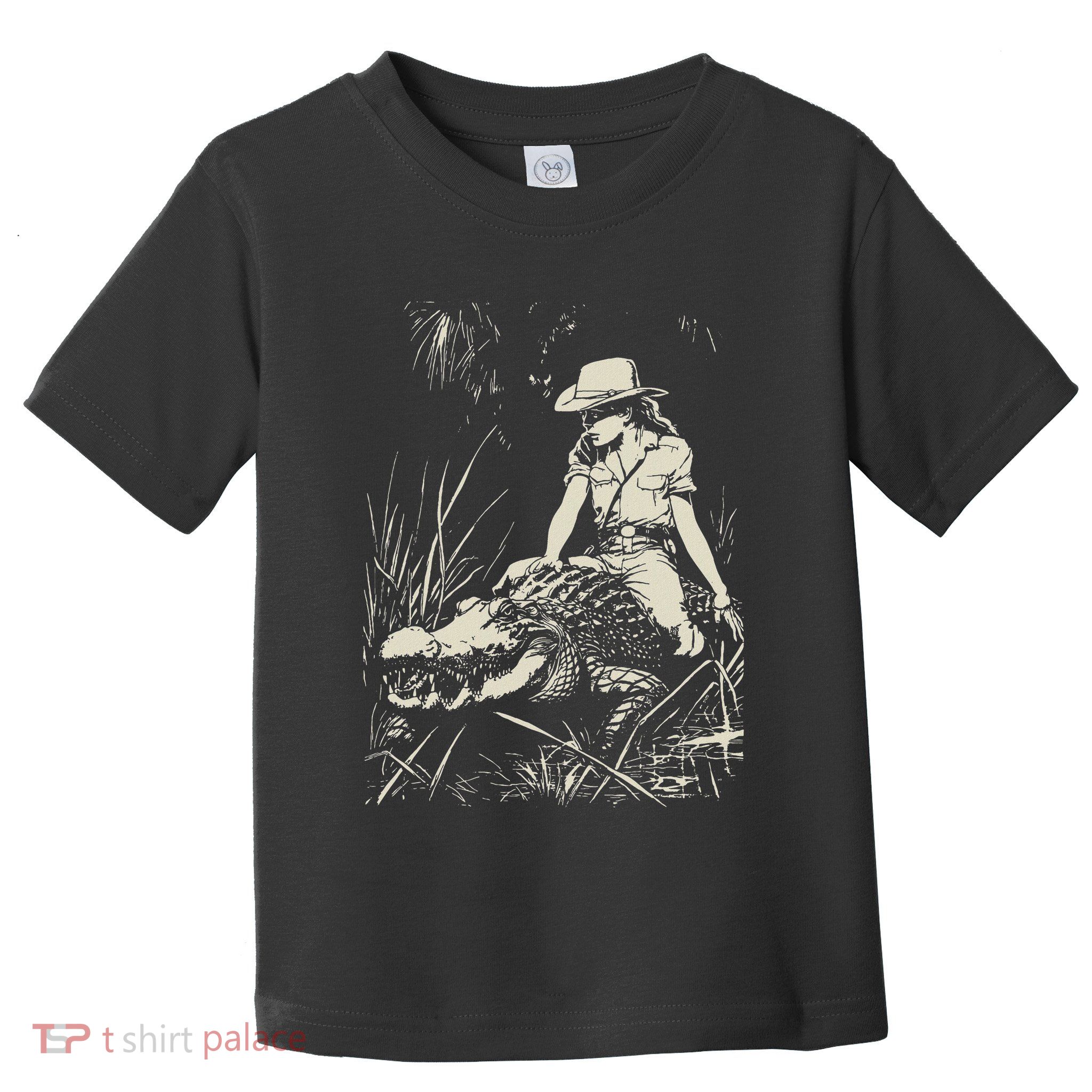 Girl Riding Alligator Weird Funny Florida Crocodile Meme Toddler T-Shirt