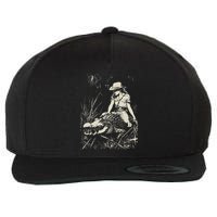 Girl Riding Alligator Weird Funny Florida Crocodile Meme Wool Snapback Cap