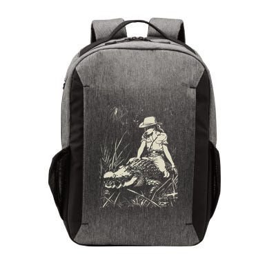 Girl Riding Alligator Weird Funny Florida Crocodile Meme Vector Backpack
