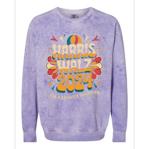 Groovy Retro Art For Kamala Harris 2024 Colorblast Crewneck Sweatshirt