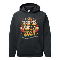 Groovy Retro Art For Kamala Harris 2024 Performance Fleece Hoodie