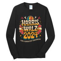 Groovy Retro Art For Kamala Harris 2024 Tall Long Sleeve T-Shirt