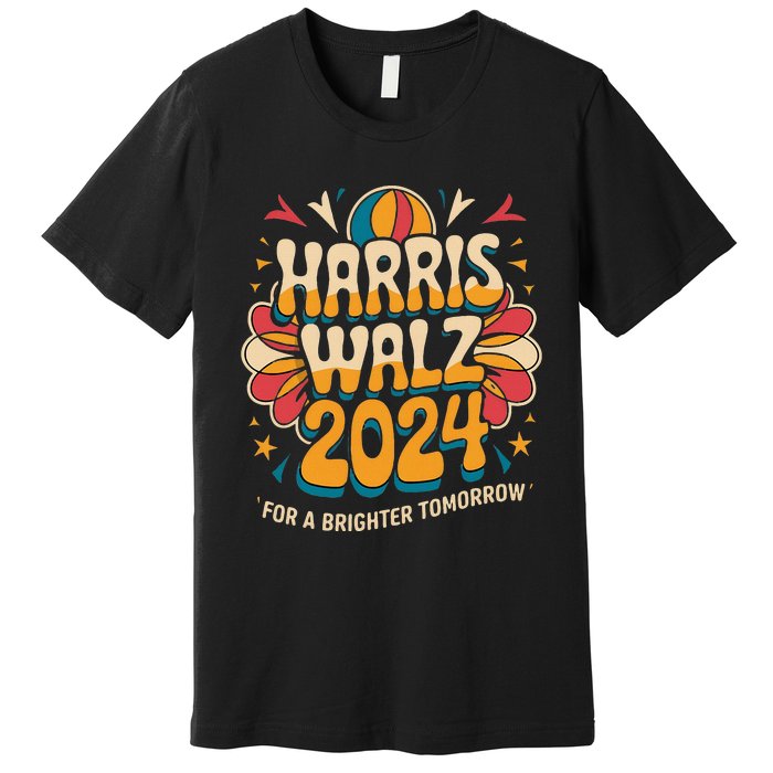 Groovy Retro Art For Kamala Harris 2024 Premium T-Shirt