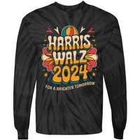 Groovy Retro Art For Kamala Harris 2024 Tie-Dye Long Sleeve Shirt