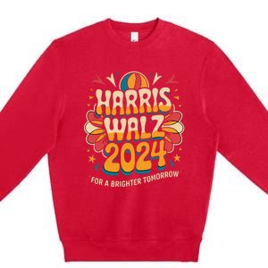 Groovy Retro Art For Kamala Harris 2024 Premium Crewneck Sweatshirt