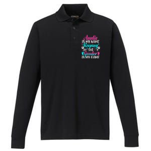 Gender Reveal Auntie Design For A Keeper Of The Gender Aunt Performance Long Sleeve Polo