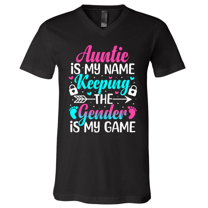 Gender Reveal Auntie Design For A Keeper Of The Gender Aunt V-Neck T-Shirt