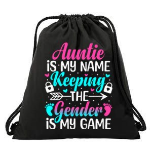 Gender Reveal Auntie Design For A Keeper Of The Gender Aunt Drawstring Bag