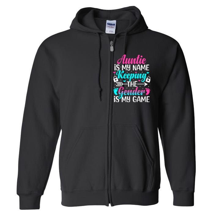 Gender Reveal Auntie Design For A Keeper Of The Gender Aunt Full Zip Hoodie