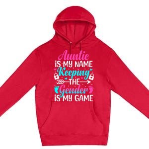 Gender Reveal Auntie Design For A Keeper Of The Gender Aunt Premium Pullover Hoodie