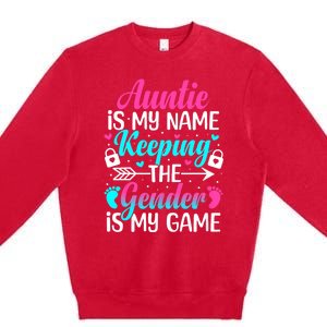 Gender Reveal Auntie Design For A Keeper Of The Gender Aunt Premium Crewneck Sweatshirt