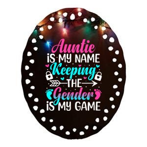 Gender Reveal Auntie Design For A Keeper Of The Gender Aunt Ceramic Oval Ornament