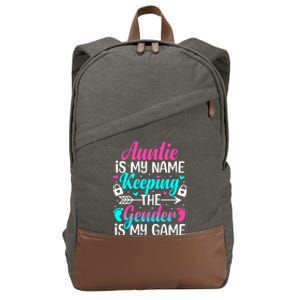 Gender Reveal Auntie Design For A Keeper Of The Gender Aunt Cotton Canvas Backpack