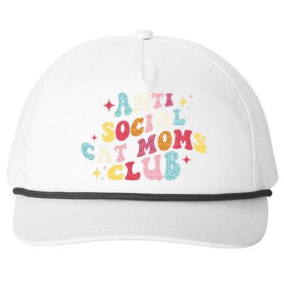 Groovy Retro Anti Social Cat Moms Club Mothers Day Snapback Five-Panel Rope Hat