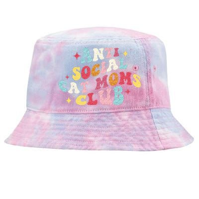 Groovy Retro Anti Social Cat Moms Club Mothers Day Tie-Dyed Bucket Hat