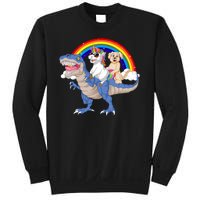 Golden Retriver And Unicorn Riding Dinosaur Sweatshirt