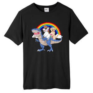 Golden Retriver And Unicorn Riding Dinosaur Tall Fusion ChromaSoft Performance T-Shirt