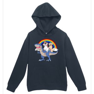 Golden Retriver And Unicorn Riding Dinosaur Urban Pullover Hoodie