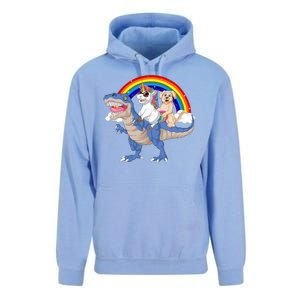 Golden Retriver And Unicorn Riding Dinosaur Unisex Surf Hoodie