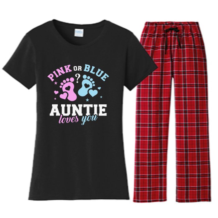 Gender reveal auntie aunt Women's Flannel Pajama Set