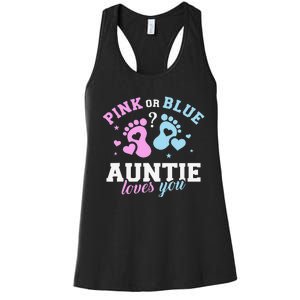 Gender reveal auntie aunt Women's Racerback Tank