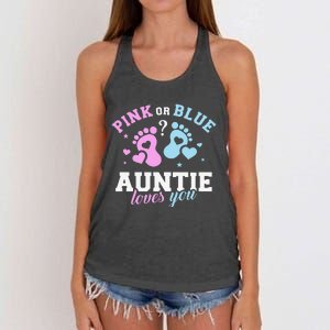 Gender reveal auntie aunt Women's Knotted Racerback Tank