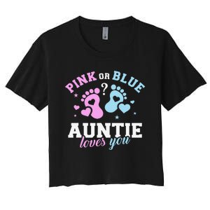 Gender reveal auntie aunt Women's Crop Top Tee