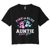 Gender reveal auntie aunt Women's Crop Top Tee