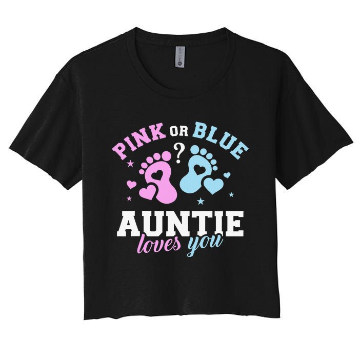 Gender reveal auntie aunt Women's Crop Top Tee