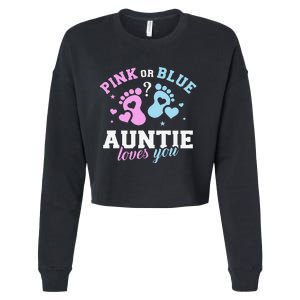 Gender reveal auntie aunt Cropped Pullover Crew