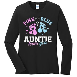 Gender reveal auntie aunt Ladies Long Sleeve Shirt