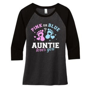 Gender reveal auntie aunt Women's Tri-Blend 3/4-Sleeve Raglan Shirt