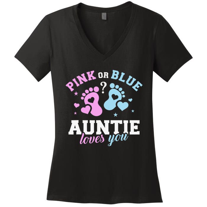 Gender reveal auntie aunt Women's V-Neck T-Shirt