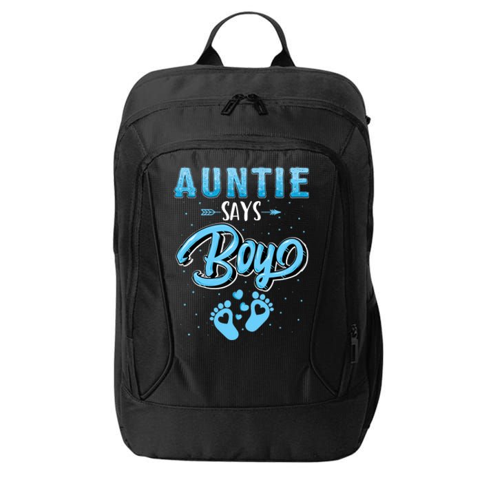 Gender Reveal Auntie Says Boy Baby Matching Family Set City Backpack