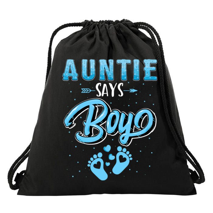 Gender Reveal Auntie Says Boy Baby Matching Family Set Drawstring Bag