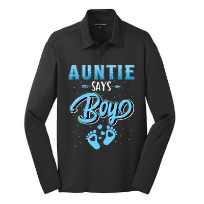 Gender Reveal Auntie Says Boy Baby Matching Family Set Silk Touch Performance Long Sleeve Polo