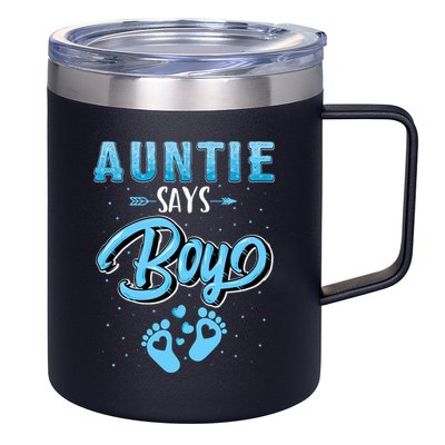 Gender Reveal Auntie Says Boy Baby Matching Family Set 12oz Stainless Steel Coffee Mug