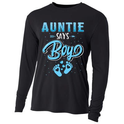 Gender Reveal Auntie Says Boy Baby Matching Family Set Cooling Performance Long Sleeve Crew