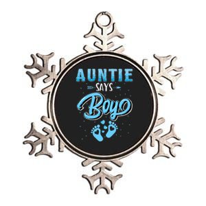 Gender Reveal Auntie Says Boy Baby Matching Family Set Metallic Star Ornament