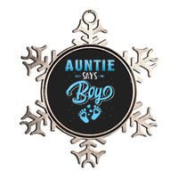 Gender Reveal Auntie Says Boy Baby Matching Family Set Metallic Star Ornament