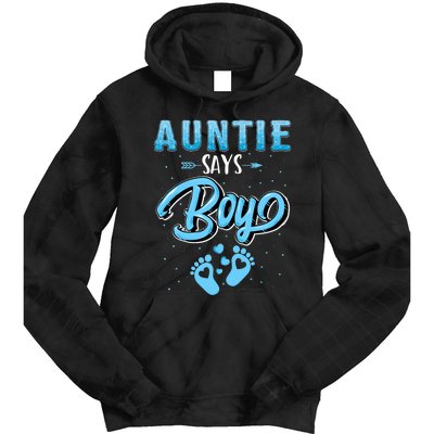 Gender Reveal Auntie Says Boy Baby Matching Family Set Tie Dye Hoodie