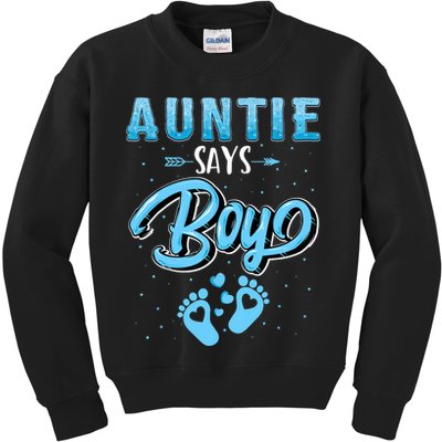 Gender Reveal Auntie Says Boy Baby Matching Family Set Kids Sweatshirt