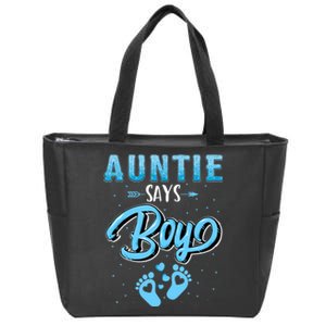 Gender Reveal Auntie Says Boy Baby Matching Family Set Zip Tote Bag