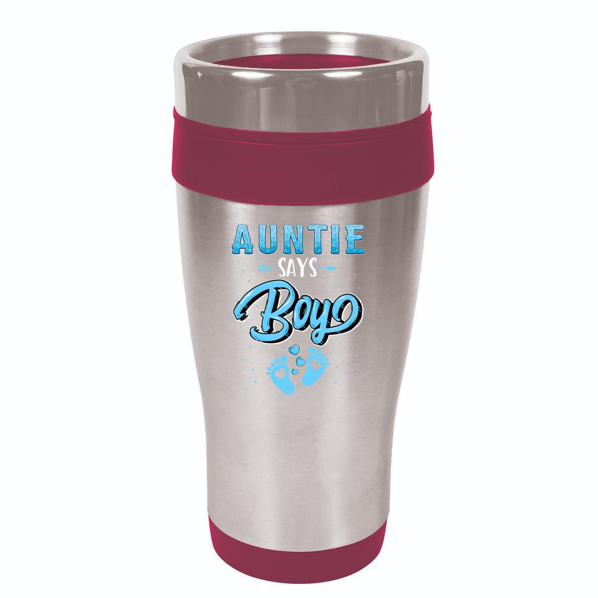 Gender Reveal Auntie Says Boy Baby Matching Family Set 16oz Travel Tumbler