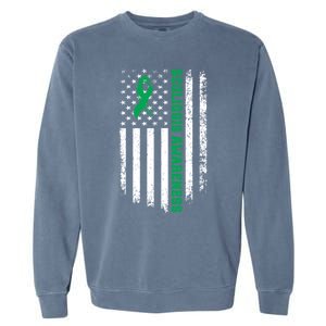 Green Ribbon American Flag Scoliosis Awareness Gift Garment-Dyed Sweatshirt