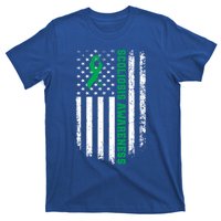 Green Ribbon American Flag Scoliosis Awareness Gift T-Shirt