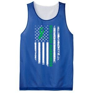 Green Ribbon American Flag Scoliosis Awareness Gift Mesh Reversible Basketball Jersey Tank